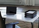 Detectalia Dokumentenablagen Schwarz A4 - Stapelbarer Schreibtisch-Organisator - Kunststoff-Büroablage - Papierhalter - Postkörbe - 35x25x5,2 cm - 3