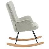 WOLTU Schaukelstuhl Sessel Relaxsessel Schaukelsessel Schwingstuhl, gepolstert, mit Holzkufen, für Wohnzimmer Schlafzimmer Balkon,Grau, SKS30gr - 9