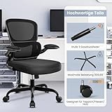 Razzor Bürostuhl, Ergonomischer Schreibtischstuhl mit Lendenwirbelstütze und Hochklappbaren Armlehnen, Wippfunktion, Höhenverstellbarer Drehstuhl mit Atmungsaktivem Netz, Schwarz - 8