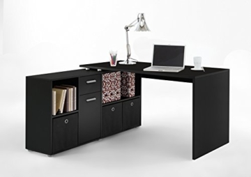 Wohnorama Winkelkombination LEX Tisch circa 136 x 75 x 68 cm, montiert Regal circa 137 x 71 x 33 cm, schwarz BLACK EDITION -