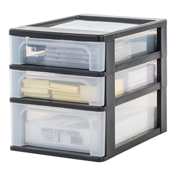 IRIS, Schubladenbox / Tischschubladenbox / Bürobox 'Organizer Chest', OCH-2021, Aufbewahrung für Schreibtisch, Kunststoff, schwarz / transparent, 35,5 x 26 x 29,5 cm -