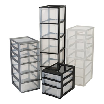 IRIS, Schubladenbox / Tischschubladenbox / Bürobox 'Organizer Chest', OCH-2021, Aufbewahrung für Schreibtisch, Kunststoff, schwarz / transparent, 35,5 x 26 x 29,5 cm - 