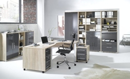 Arbeitszimmer komplett Set MAJA SYSTEM 1203 Büromöbel in Eiche Sonoma / hochglanz grau -