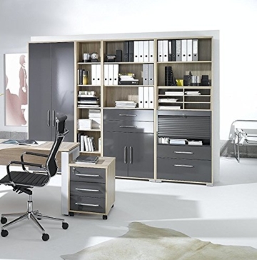 Arbeitszimmer komplett Set MAJA SYSTEM 1203 Büromöbel in Eiche Sonoma / hochglanz grau - 
