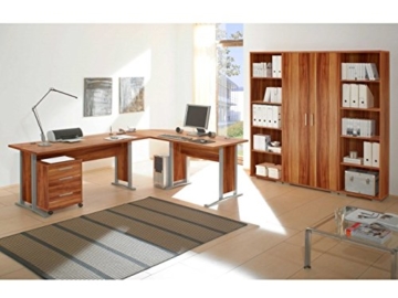 praktischer Eckschreibtisch, Büro komplett Set, Büromöbel Set günstig, Arbeitszimmer Möbel komplett, praktisches Arbeitszimmer günstig im Internet, Winkelschreibtisch und Regalwand billig bestellen
