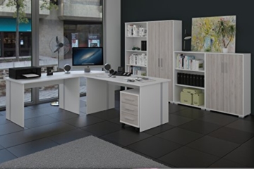 Büromöbel, Arbeitszimmer 8-teilig in Weiss mit Fronten in Sonoma-Sorrento -