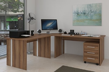Büromöbel Set - Komplettes Arbeitszimmer in Walnuß Dekor, 8 - teilig - 