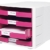 HAN Schreibtisch-Schubladenbox IMPULS / Stapelbare Sortierablage mit 4 großen Schubladen für DIN A4/C4 inkl. Beschriftungsschilder / 29,4 x 36,8 x 23,5 cm (BxTxH) / Pink/Weiß - 