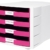 HAN Schreibtisch-Schubladenbox IMPULS / Stapelbare Sortierablage mit 4 großen Schubladen für DIN A4/C4 inkl. Beschriftungsschilder / 29,4 x 36,8 x 23,5 cm (BxTxH) / Pink/Weiß -