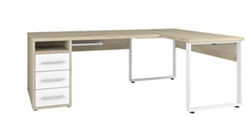 Komplettes Arbeitszimmer - Büromöbel Komplett Set Plus Modell 2017 MAJA SET+ in Eiche Natur / Weißglas (SET 4) - 