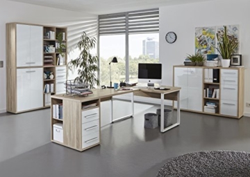 Komplettes Arbeitszimmer - Büromöbel Komplett Set Plus Modell 2017 MAJA SET+ in Eiche Natur / Weißglas (SET 4) -