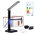 kwmobile LED Schreibtischlampe dimmbare Lampe - Tischlampe mit USB Ladefunktion - Schreibtisch Licht Tischleuchte Büro - Schwarz mit LCD Display - 