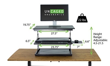 Uncaged Ergonomie changedesk2 – Neues Design – Hoch Ergonomische Laptop & Desktop Stehpult Conversion + höhenverstellbar Tastatur Tablett. Einfach sitzen, sich Computer Riser Tisch (schwarz) - 