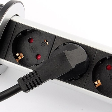 Yosoo Versenkbar Tischsteckdose 4 Fach Steckdose Steckdosenleiste mit USB Ladegerät, Anschlusskabel: ca. 155cm - 