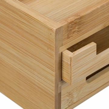 Relaxdays Schreibtisch Organizer Bambus, Stiftehalter Holz, Schreibtischbox Schubladen, HxBxT: 9,5 x 12,5 x 15 cm, natur - 5