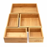 5-teiliger Bambus-Schubladen-Organizer | Set von 5 dauerhaften Holz Aufbewahrungsboxen | Verschiedene Größen | Vielseitig und konfigurierbar |M&W - 1