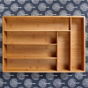 Corwar Bambus Schublade Organizer Holz Utensil Besteck Küche Schublade Box Halter realistic - 2