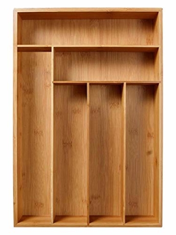 Corwar Bambus Schublade Organizer Holz Utensil Besteck Küche Schublade Box Halter realistic - 3