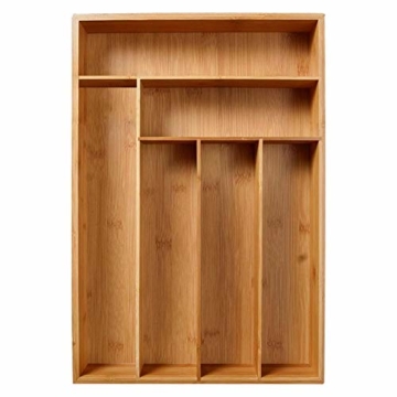 Corwar Bambus Schublade Organizer Holz Utensil Besteck Küche Schublade Box Halter realistic - 1