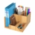 Homfa Bambus Schreibtisch Organizer 21,5x18,5x11,5cm Stiftehalter Stifteköcher Aufbewahrungsbox Schreibtisch Zubehör Organisation Ordnungsbox - 1