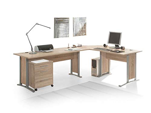 moebel-eins Office Line Winkelkombination Schreibtisch Ecktisch Tisch Bürotisch in Eiche Sonoma Dekor - 1