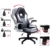 SONGMICS Gamingstuhl, Racing Chair, Schreibtischstuhl mit hoher Rückenlehne, Bürostuhl, höhenverstellbar, hochklappbare Armlehnen, Wippfunktion, für Gamer, schwarz-grau-weiß OBG28G - 2