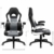 SONGMICS Gamingstuhl, Racing Chair, Schreibtischstuhl mit hoher Rückenlehne, Bürostuhl, höhenverstellbar, hochklappbare Armlehnen, Wippfunktion, für Gamer, schwarz-grau-weiß OBG28G - 8