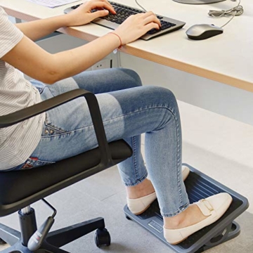 EUREKA ERGONOMIC Fußstütze Verstellbar Fußauflage mit Massagefläche Büro Schreibtisch Fußbank für Büro und Zuhause Schwarz und Grau - 3