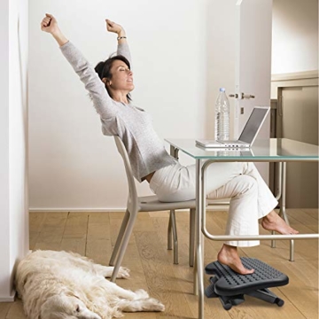 HUANUO Fußstütze 3 Höhen Verstellbar & Winkeleinstellbar, rutschfeste Fußablage mit Massage-Funktion für Büro, Zuhause - 5
