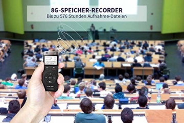 Digitales Diktiergerät, YEMENREN 8GB Digitaler Voice Recorder, Audio Aufnahmegerät mit Spracherkennung für Interviews Meetings, USB, Wiederaufladbar(Schwarz) - 3