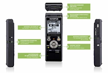 Olympus WS-853 hochwertiges digitales Diktiergerät mit integrierten Stereomikrofonen, Direkt-USB, Voice Balancer, Rauschunterdrückung, Einfach-Modus, Low-Cut Filter, intelligenter Auto-Modus und 8 GB - 4
