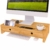 Bildschirmerhöhung Monitorständer Holz Monitor Erhöhung Bildschirmerhöher mit 2 Schubladen Bambus HBT 56x27x12cm (Braun) - 1