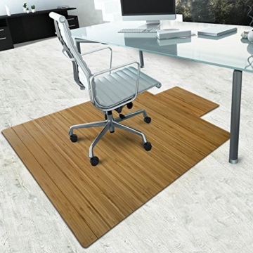 Bodenschutzmatte Floordirekt ECO | aus natürlichem Bambus | Schutz für Teppich und Hartböden | verschiedene Größen | 90x120 cm Natur mit Lippe - 2