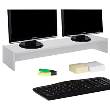 CARO-Möbel Monitorständer Zoom für 2 Monitore Bildschirmerhöhung Schreibtischaufsatz Tischaufsatz 100 x 15 x 27 cm in weiß - 2