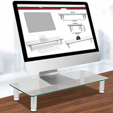 Duronic DM052-3 Bildschirmständer/Monitorständer/Notebookständer/TV Ständer/Bildschirmerhöhung/Laptop | Glas | transparent |70cm x 24cm | 20kg Kapazität - 5