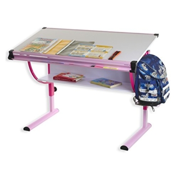IDIMEX Kinderschreibtisch Schülerschreibtisch Carina in rosa pink, Schreibtisch höhenverstellbar und neigungsverstellbar - 1