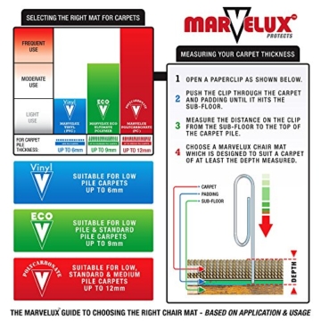 Marvelux ECO (Polymer) Bodenschutzmatte für Teppichböden | 150 x 120 cm | rechteckig | transparent | in verschiedenen Größen erhältlich - 3