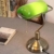 MZStech Schreibtischlampe/Bankers Lampe/Bürolampe Weißer Glasschirm, Zugschalter und LED Glühlampe 4w (Grün, Messingbasis) - 4
