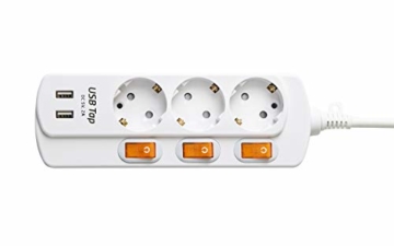 NEUVIELE 3 Fach Steckdosenleiste mehrfachsteckdose mit USB anschluss Schalter Steckdose verteiler Steckerleiste überspannungsschutz 3300W 250V/16A - 7
