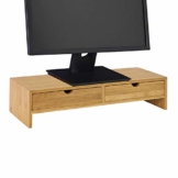 SoBuy FRG198-N Monitor Bildschirm Ständer Monitorerhöhung Bildschirmerhöher Monitorständer Tischaufsatz aus Bambus mit 2 Schubladen BHT ca.: 47x18x11cm - 1