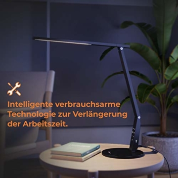 TaoTronics Schreibtischlampe LED, 15W größerer Augenschutz tischlampe, 4 Modi & 4 Helligkeitsstufen, Lampenarm einstellbar USB-Aufladung, Tageslichtlampe für Studium Arbeit zimmer Klavier - 5