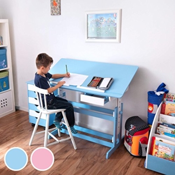 TecTake 800062 Kinderschreibtisch mit Rollcontainer Schreibtisch neig- & höhenverstellbar -Diverse Farben- (Pink | Nr. 401240) - 3
